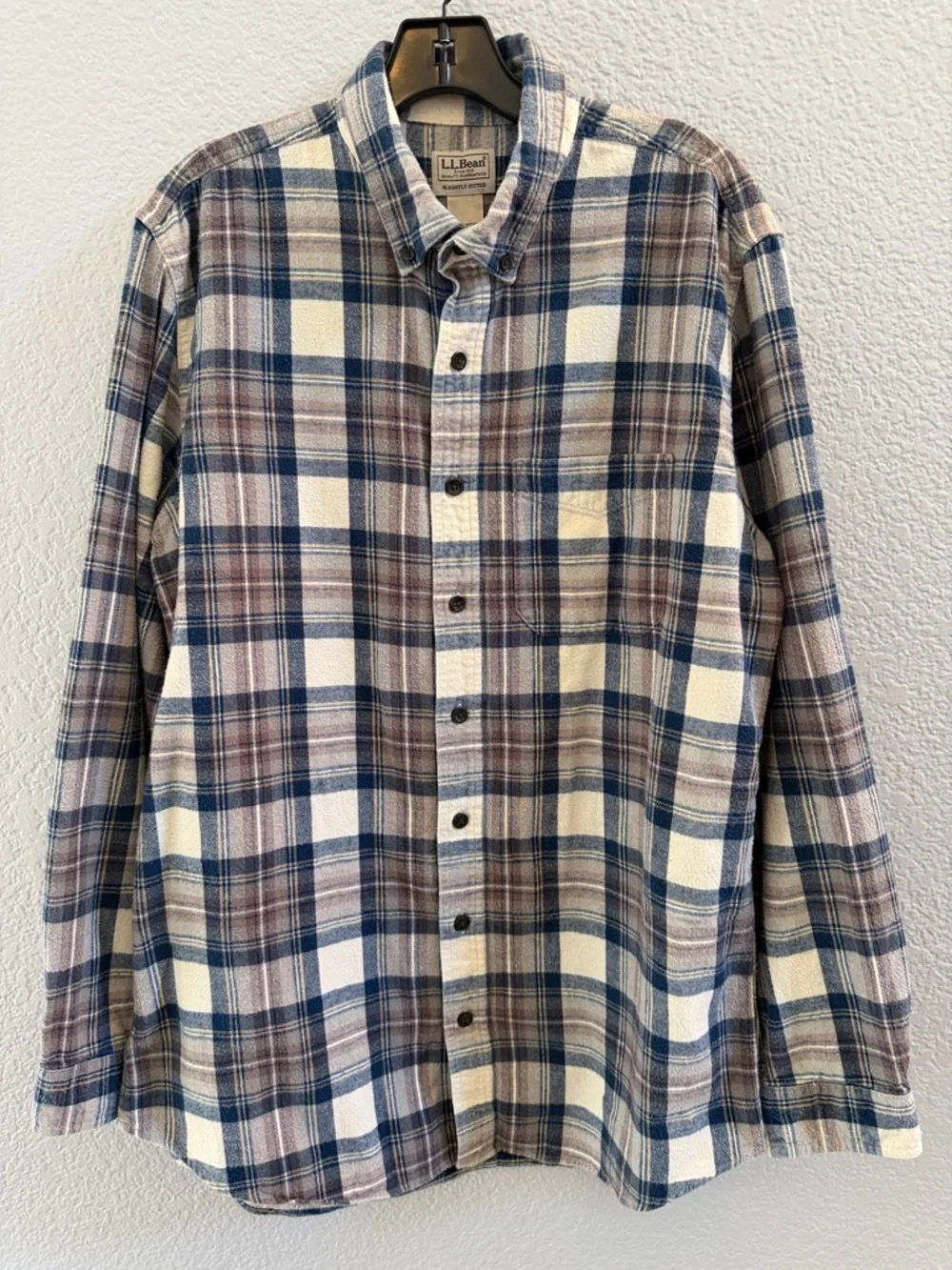 L.L.Bean Men’s Scotch Plaid Flannel Shirt Slightly Fitted Tall Large - Picture 3 of 8